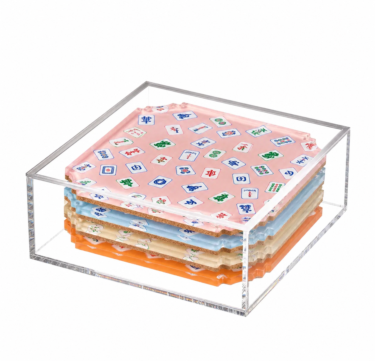 Boxed Coaster Set, Preppy Mahjong
