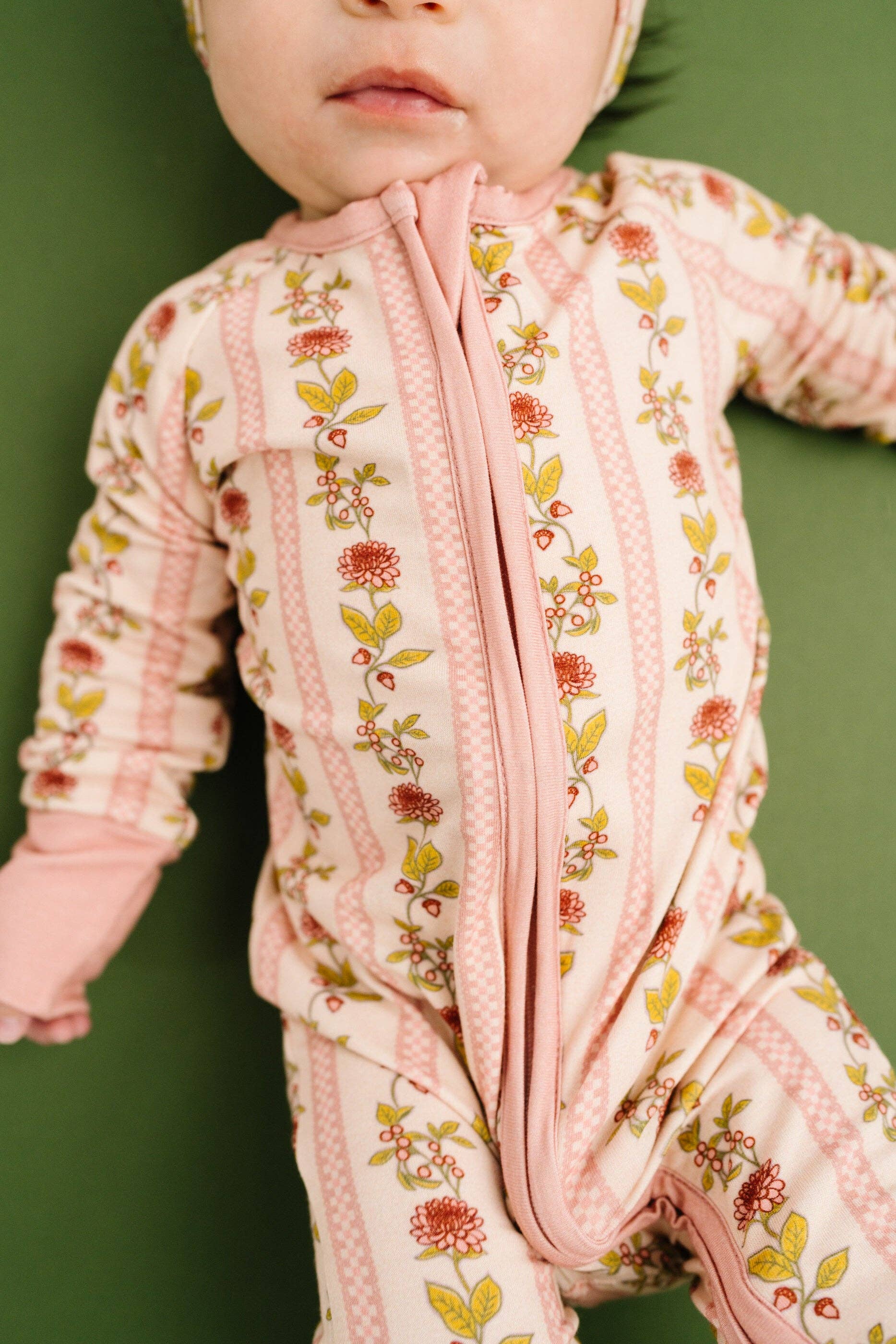 Baby Bamboo Sleeper: Vintage Floral Stripe