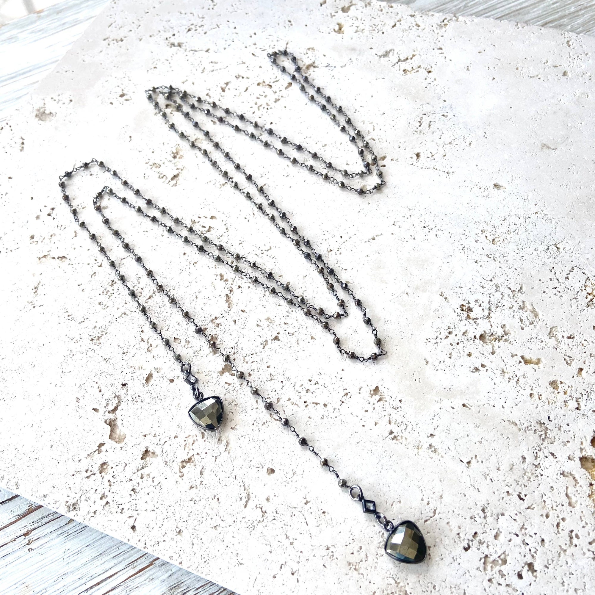 Pyrite Lariat Wrap Necklace