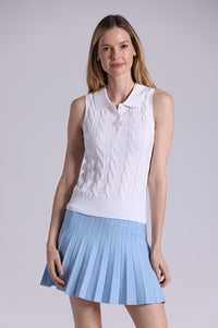 9820 Cotton Sleeveless Cable Polo