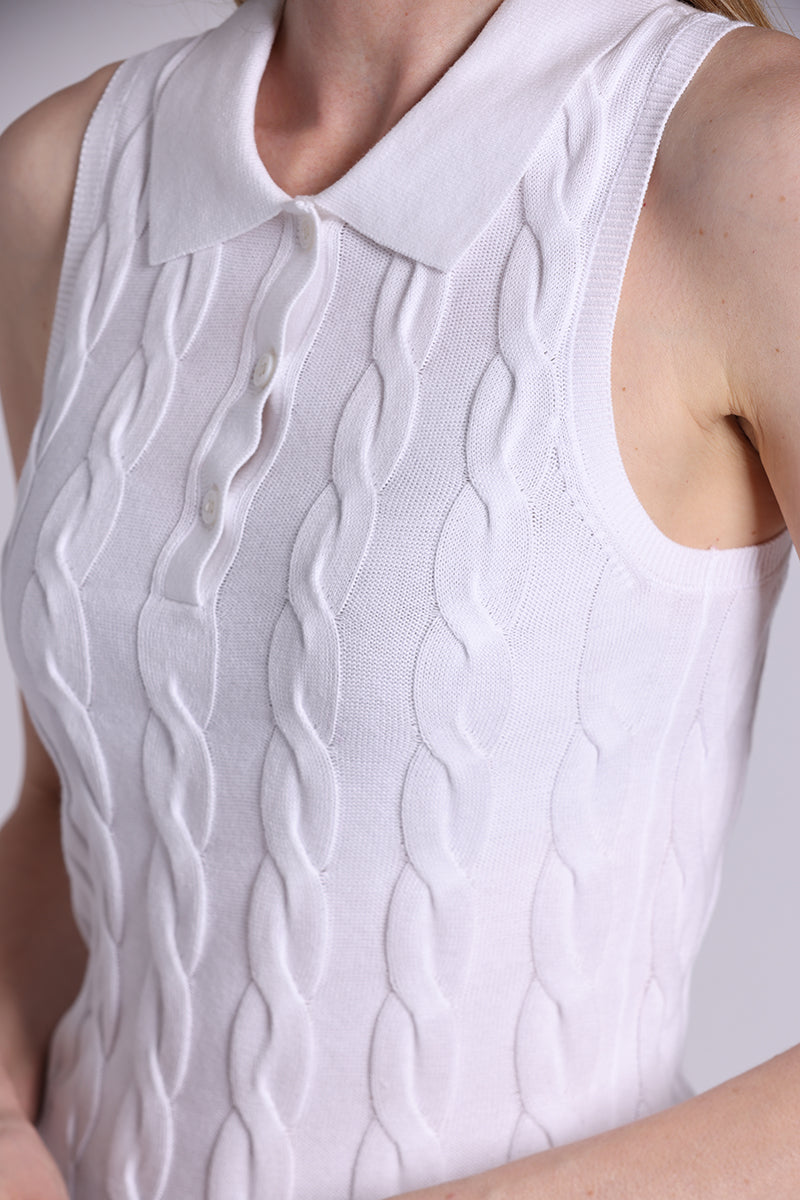 9820 Cotton Sleeveless Cable Polo