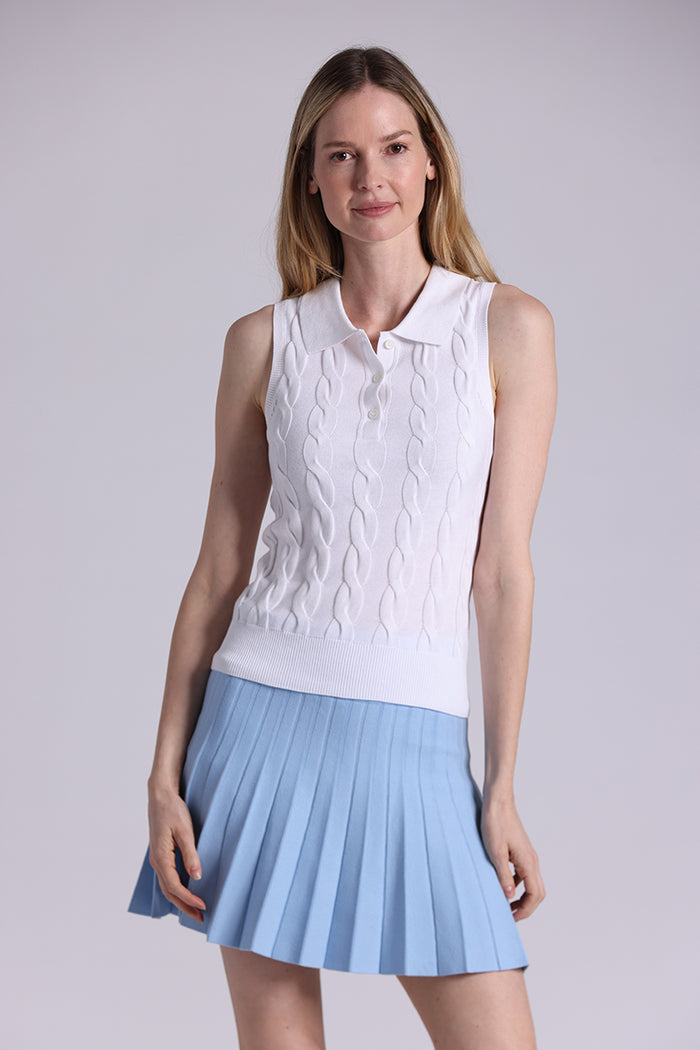 9820 Cotton Sleeveless Cable Polo