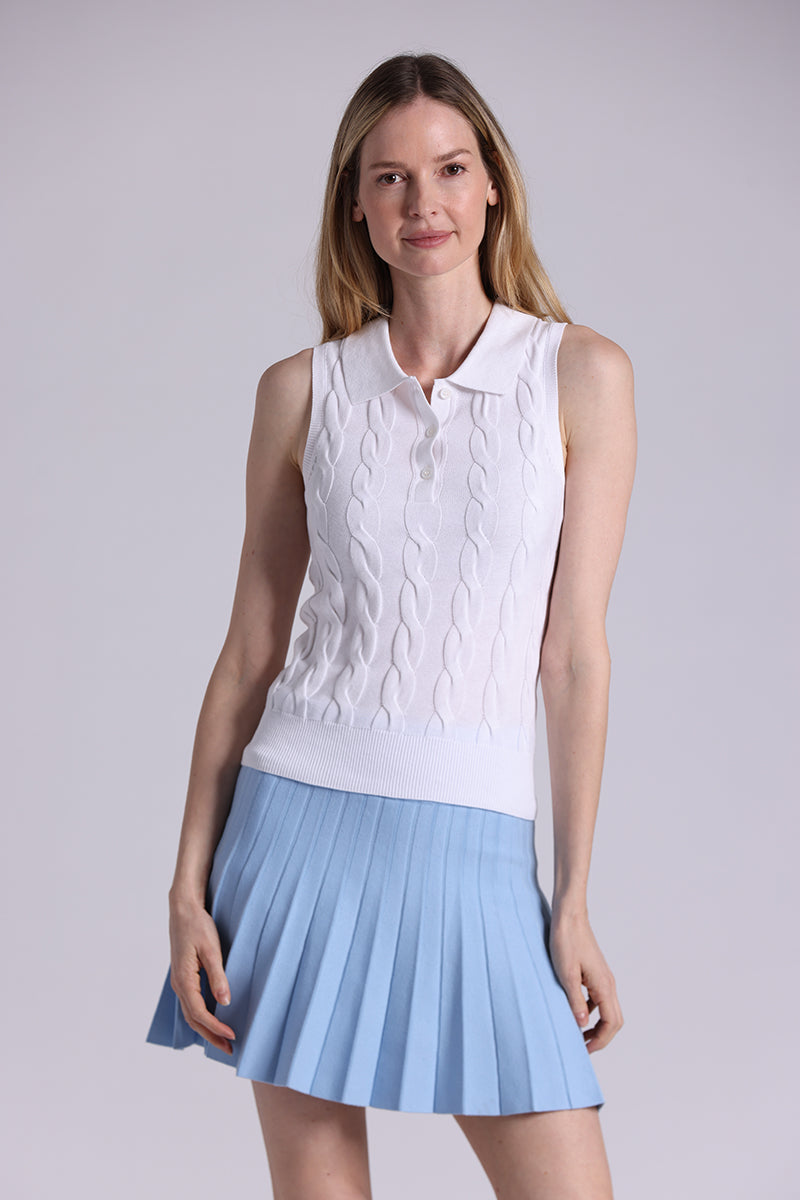 9820 Cotton Sleeveless Cable Polo