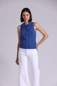 9820 Cotton Sleeveless Cable Polo