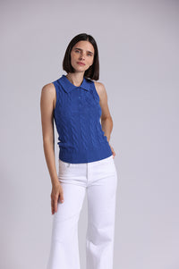 9820 Cotton Sleeveless Cable Polo