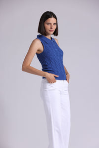 9820 Cotton Sleeveless Cable Polo