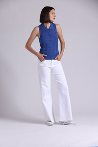9820 Cotton Sleeveless Cable Polo