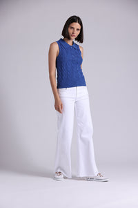 9820 Cotton Sleeveless Cable Polo