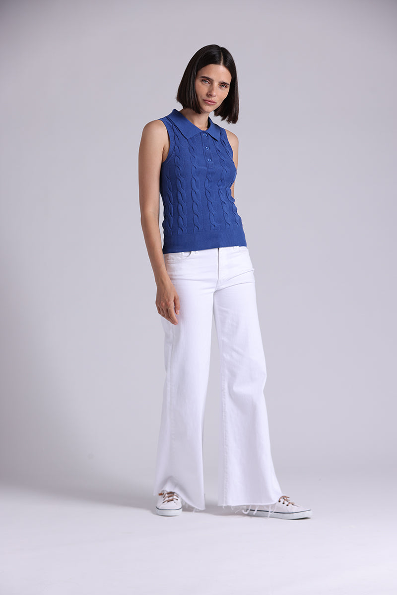 9820 Cotton Sleeveless Cable Polo