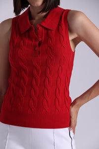 9820 Cotton Sleeveless Cable Polo