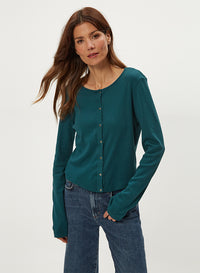 TRIXIE CREW NECK SNAP CARDI
