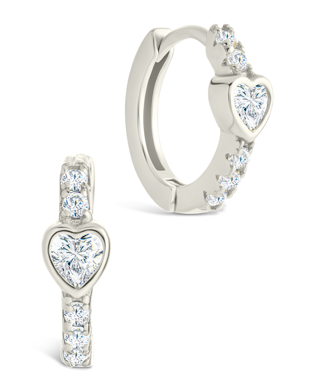 Heart Cut Bezel Set Huggie Hoop Earrings
