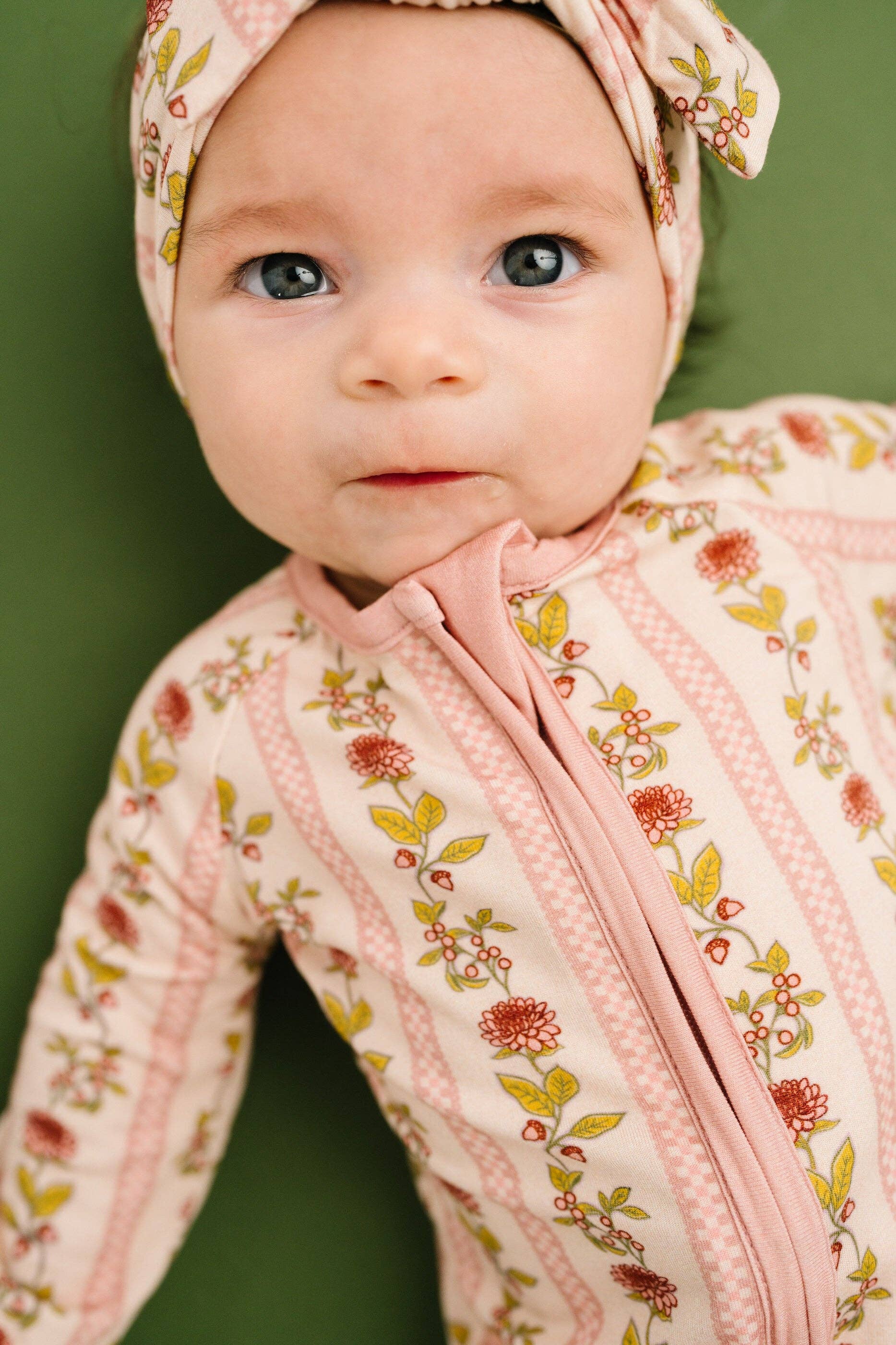 Baby Bamboo Sleeper: Vintage Floral Stripe
