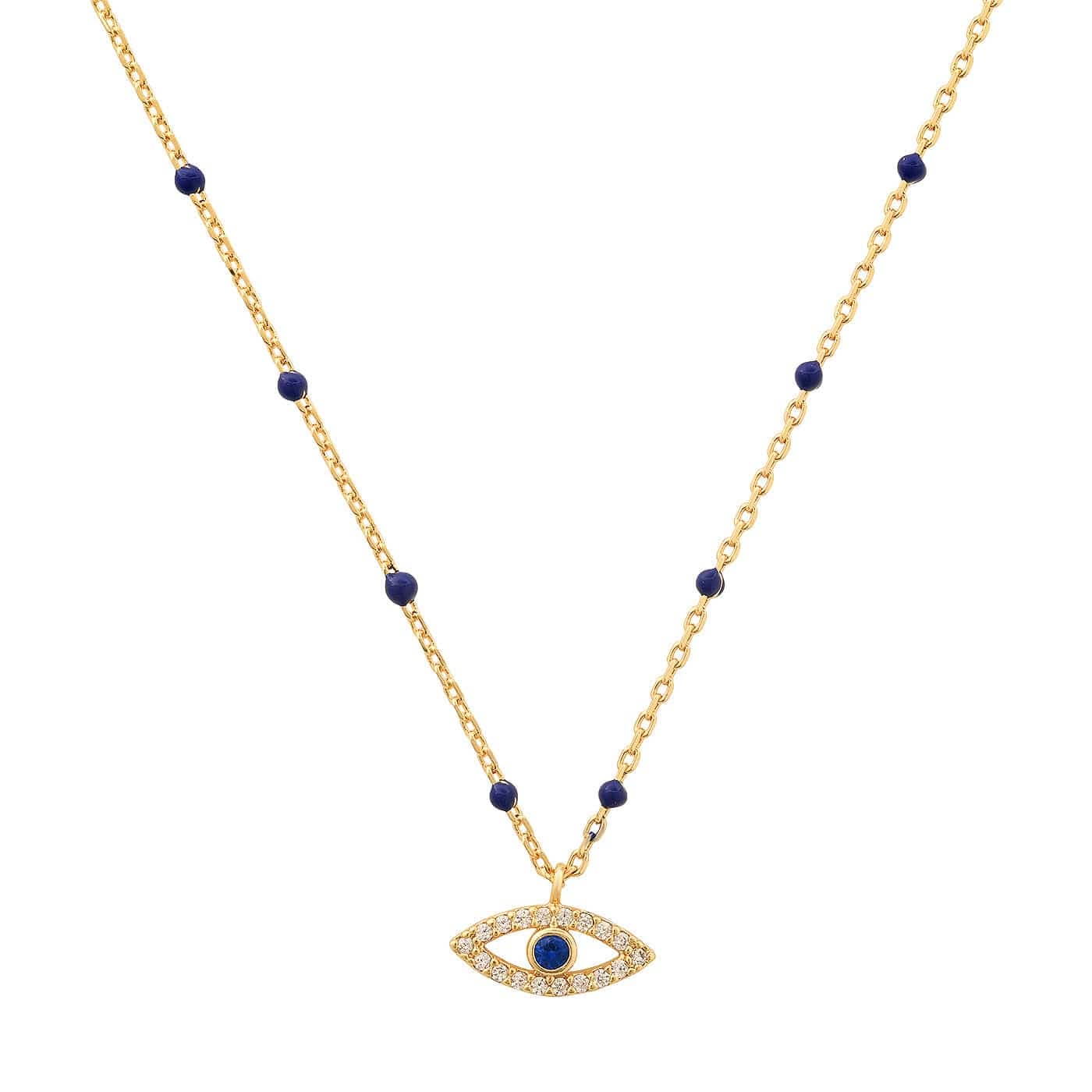 Enamel Beaded Chain with CZ Evil Eye Pendant