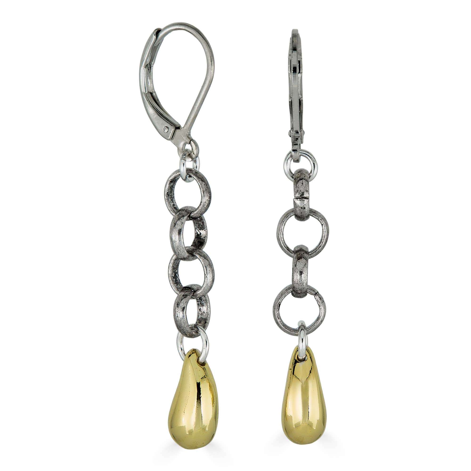Mixed Metal Teardrop Earring