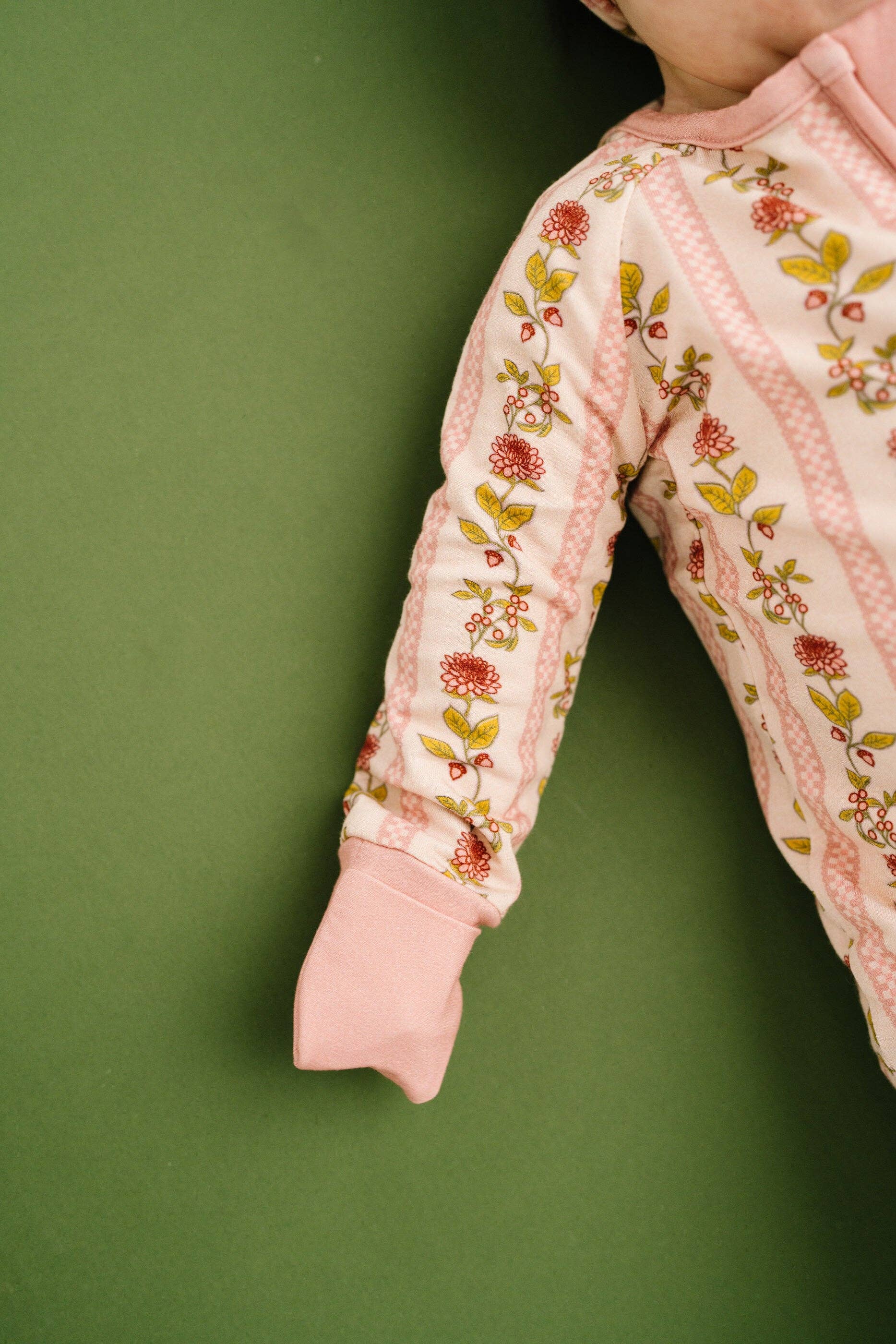 Baby Bamboo Sleeper: Vintage Floral Stripe