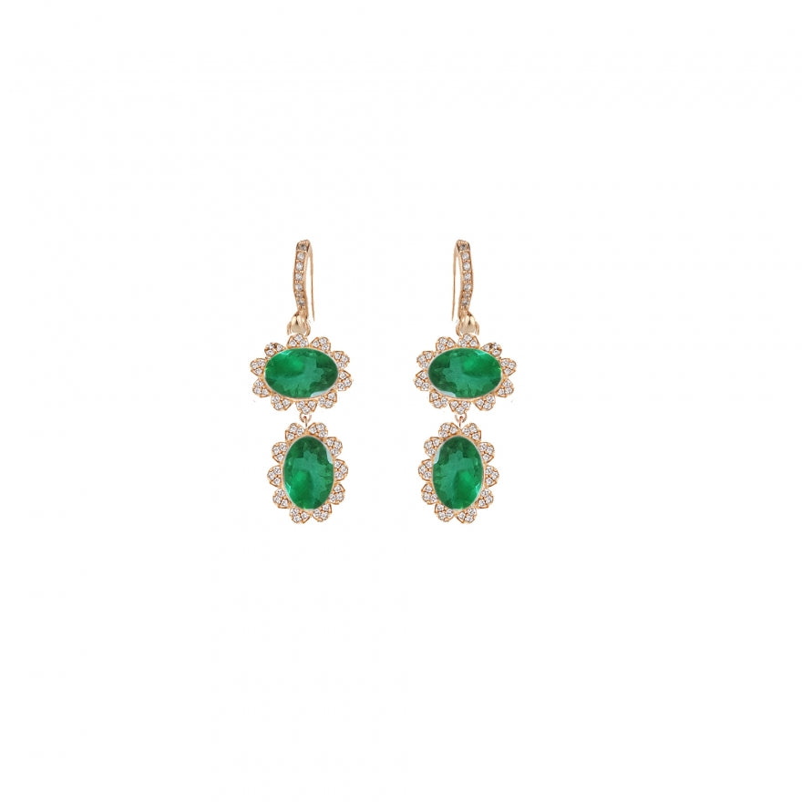 Emerald Rock Crystal Earrings