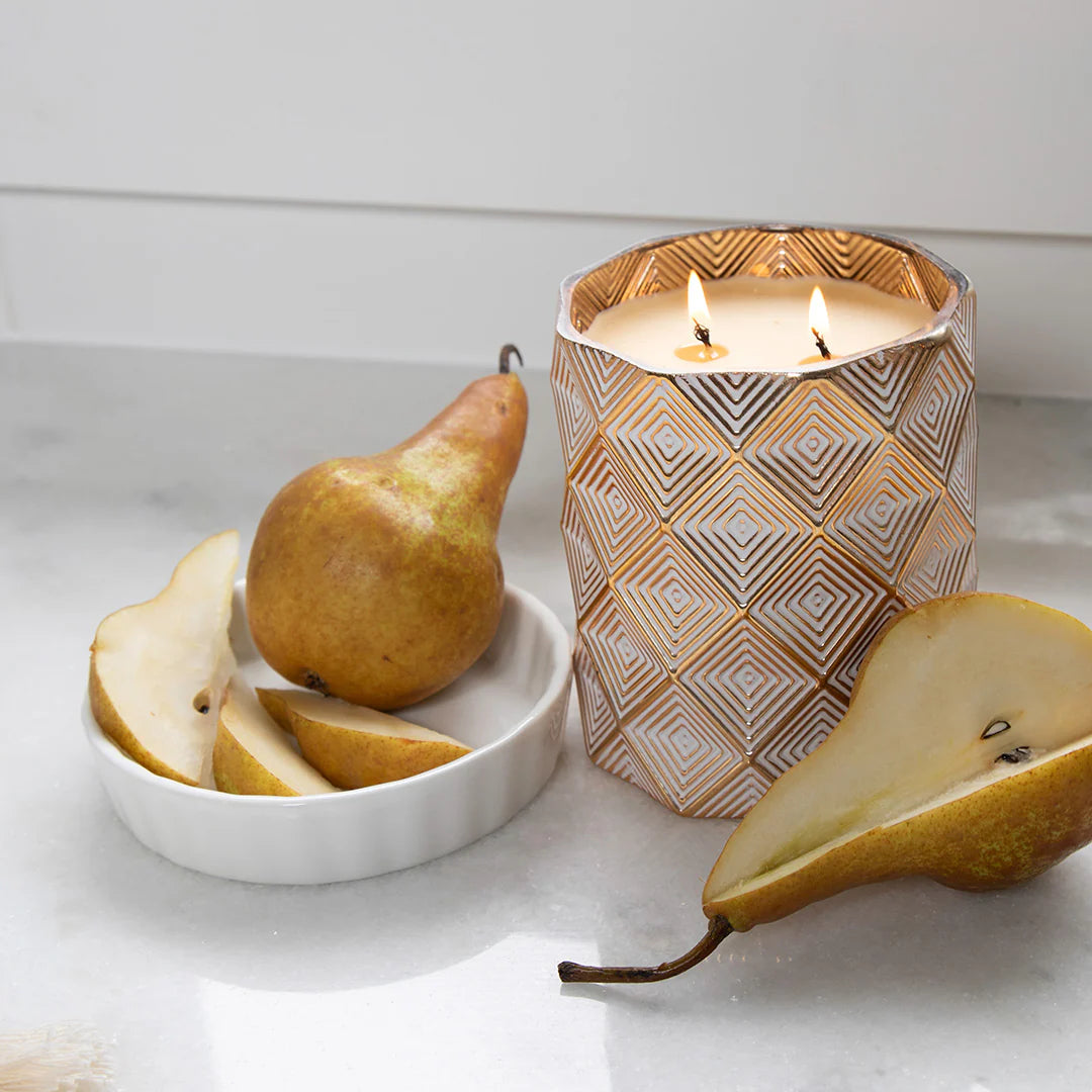 Gilded Pear Gold Décor Candle