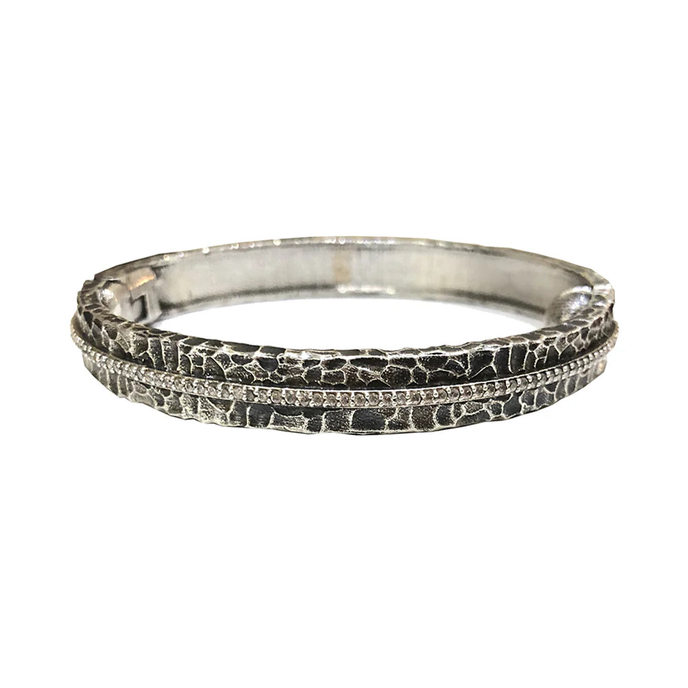 Vintage Silver Crystal Line Bangle