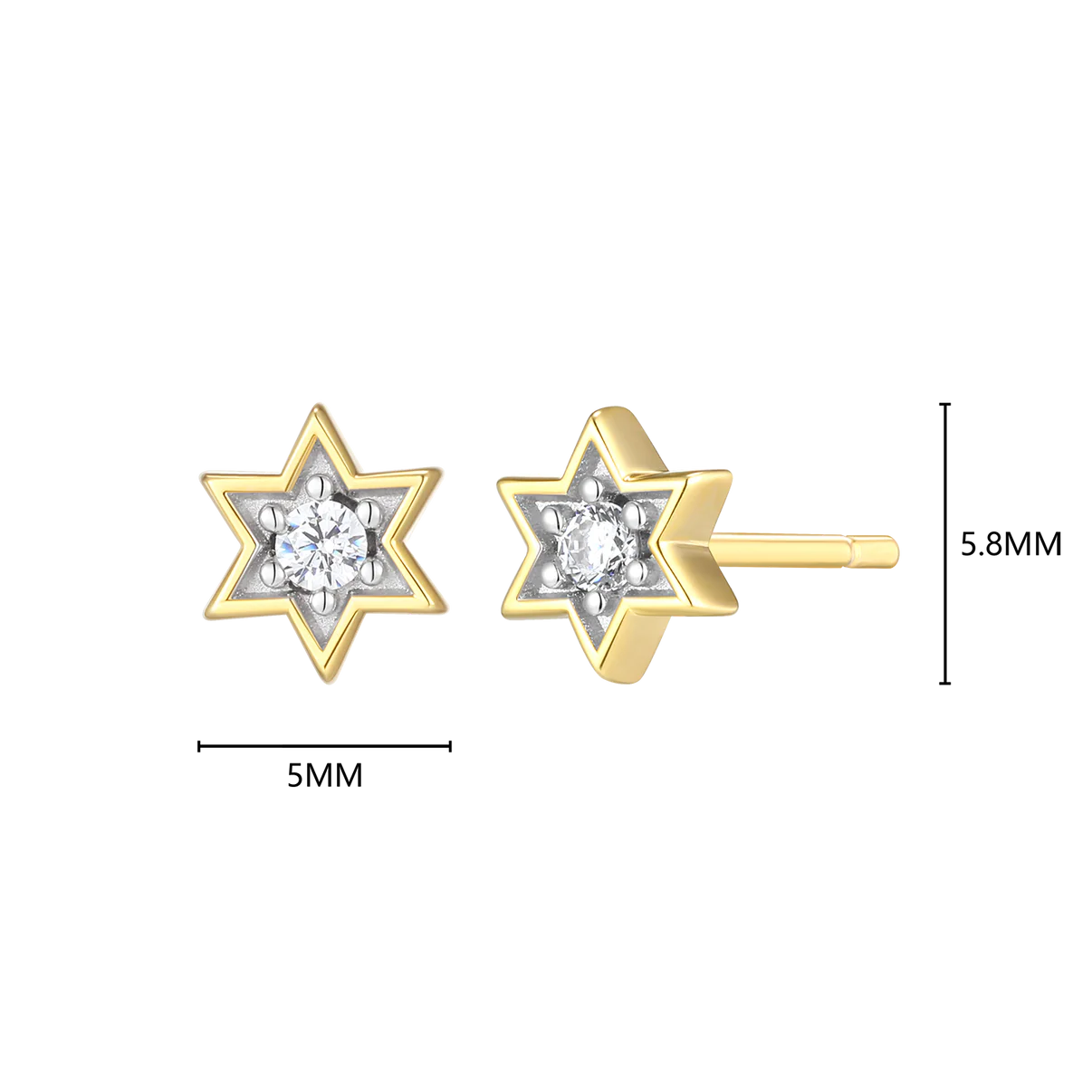 Diamond Star of David Stud Earrings