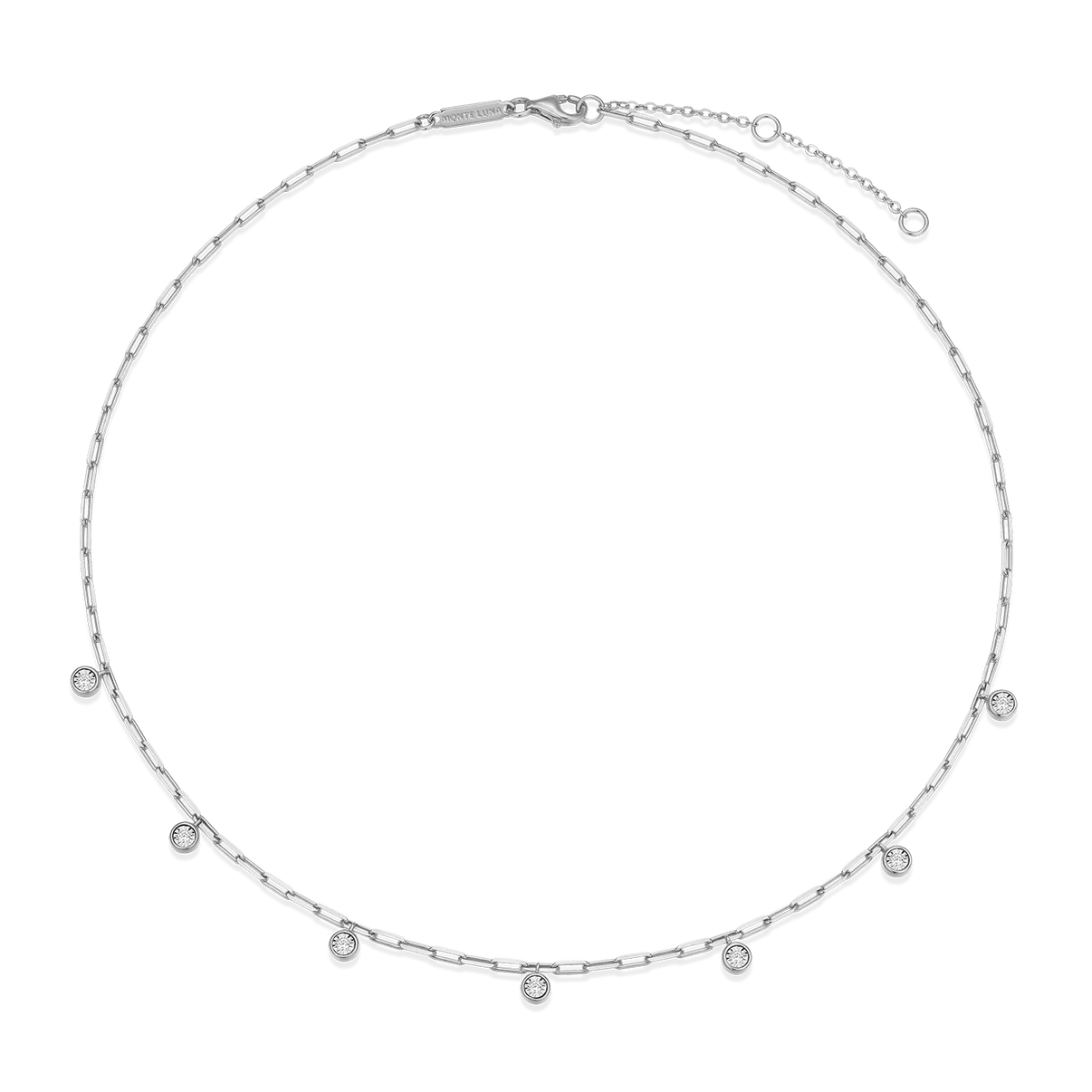 Diamond Dangle Station Paperclip Necklace