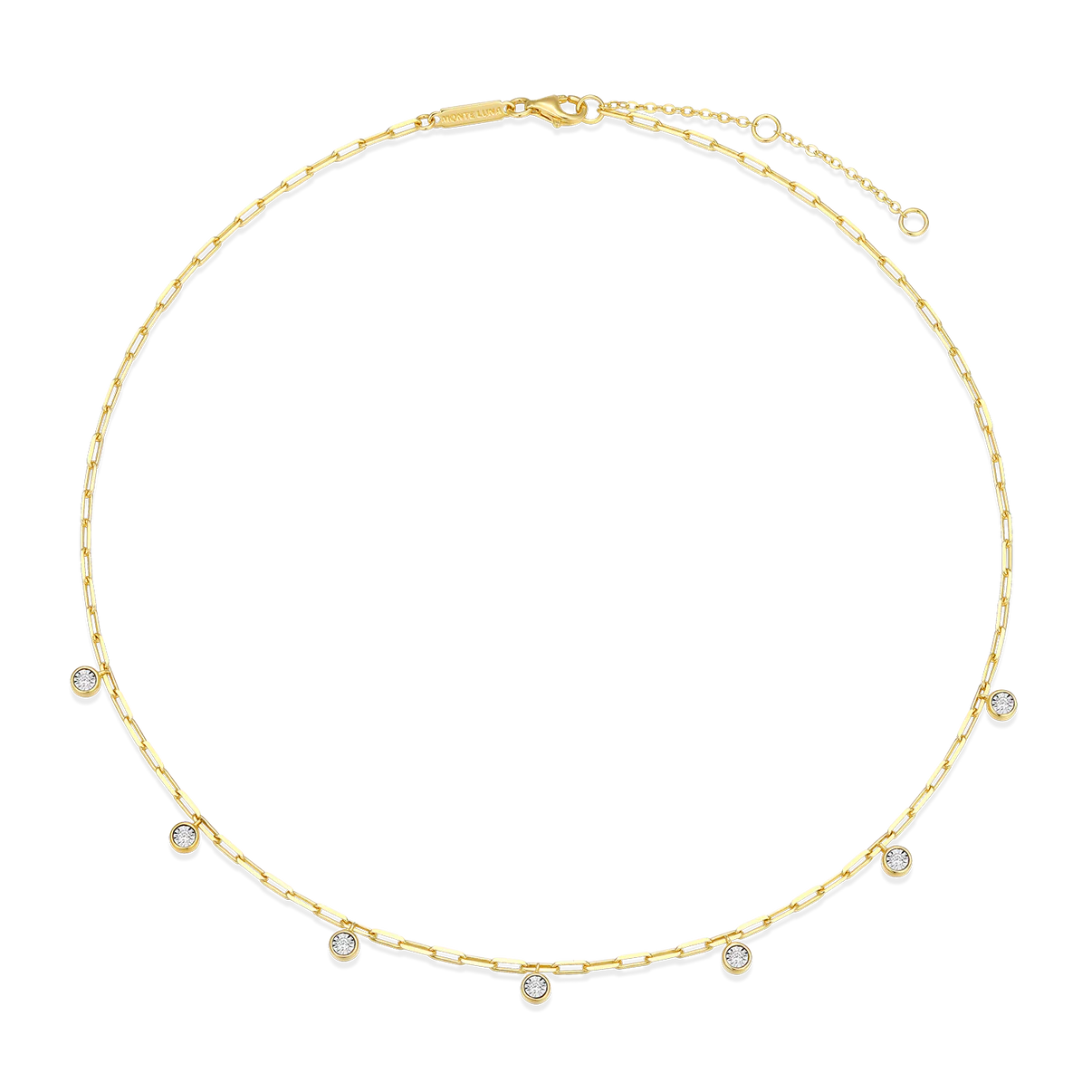 Diamond Dangle Station Paperclip Necklace