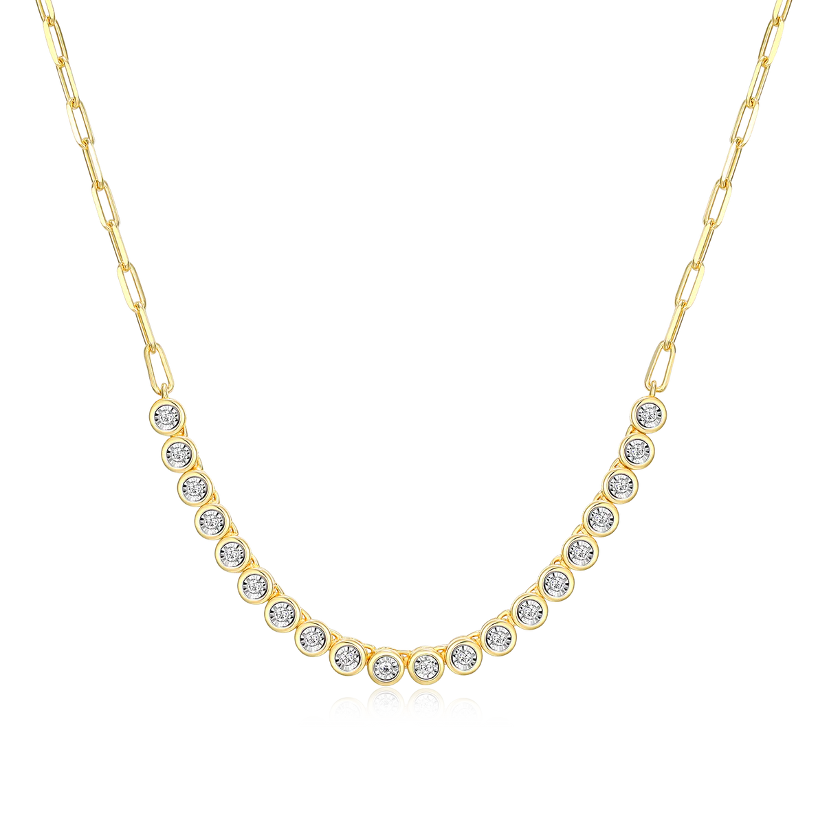 Diamond Half Bezel Paperclip Necklace