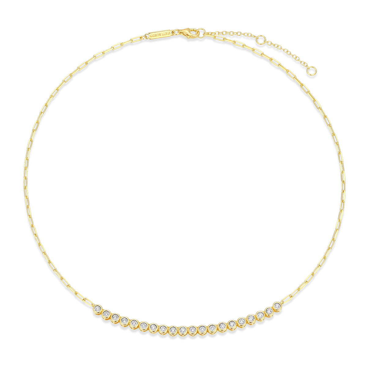 Diamond Half Bezel Paperclip Necklace