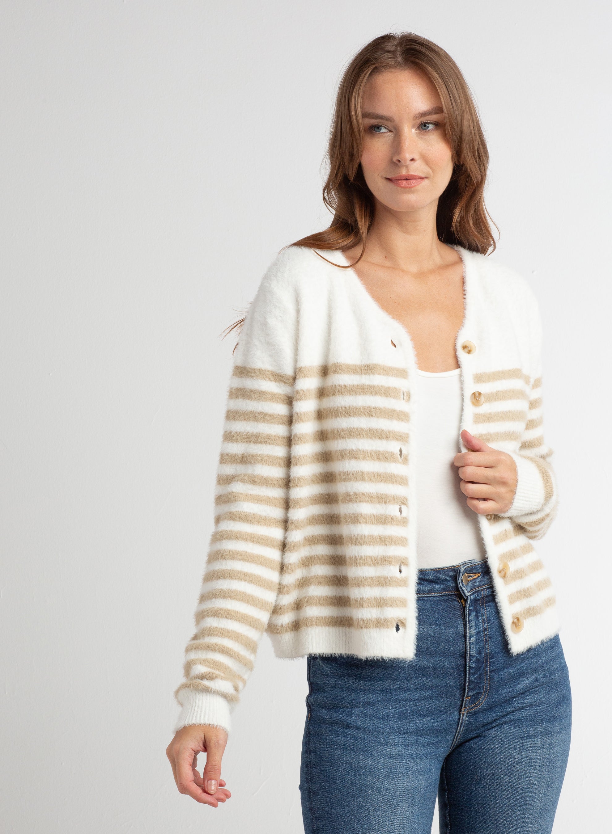 Ivory Stripe Cardi