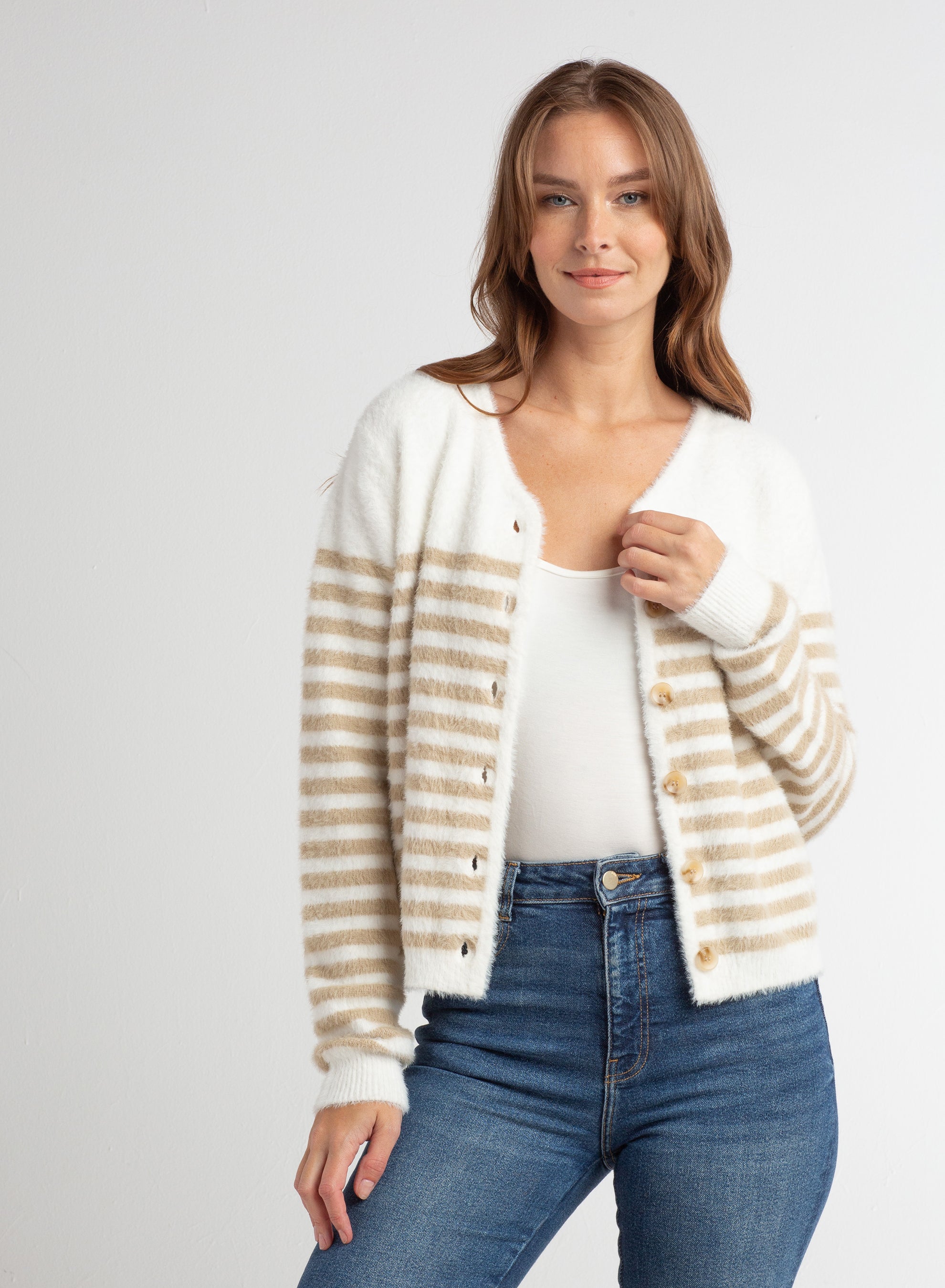Ivory Stripe Cardi