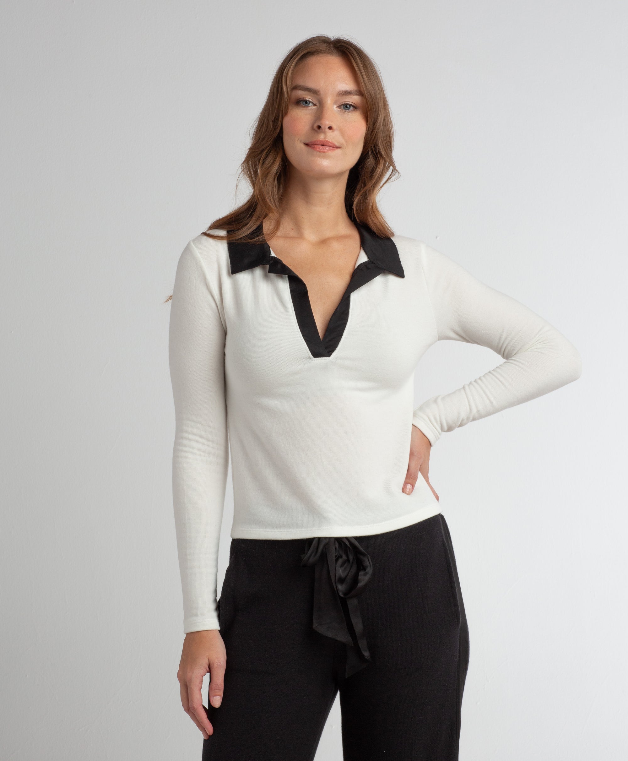 Contrast Collar Top