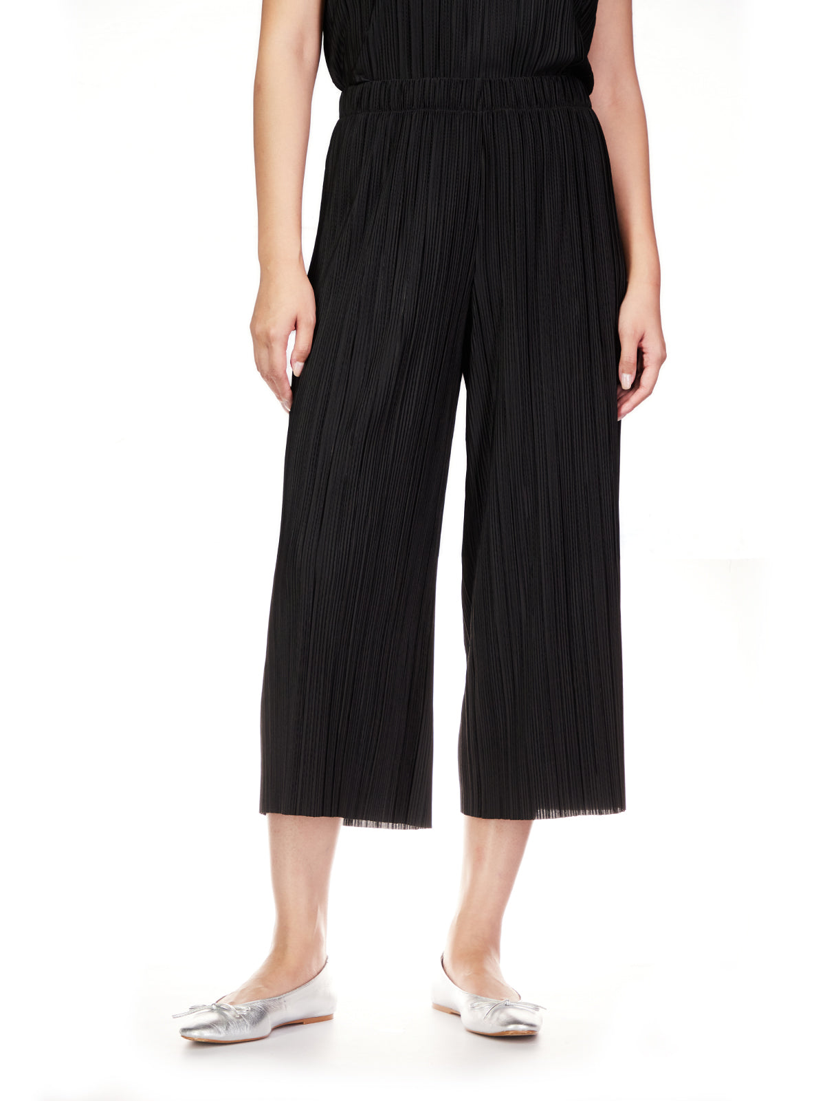 Black Micro Pleat Culotte