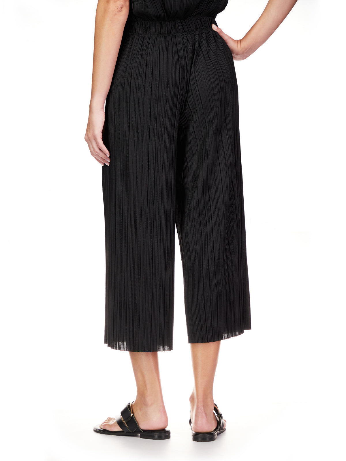 Black Micro Pleat Culotte