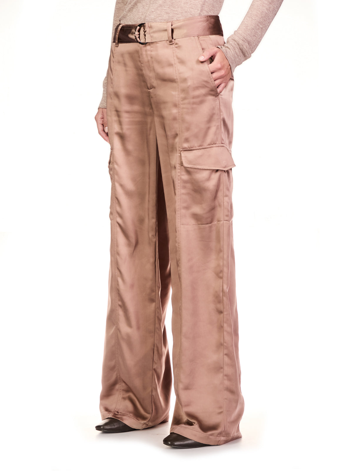 Satin Wide Leg Cargo