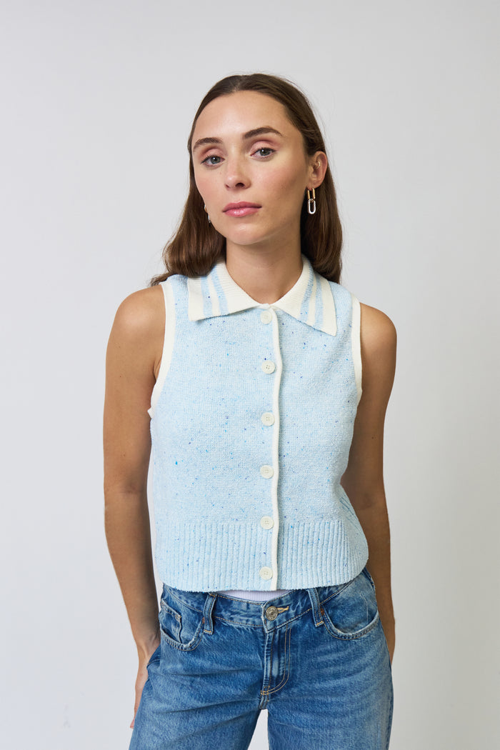 CELESTE TWEED YARN COLLARED TOP