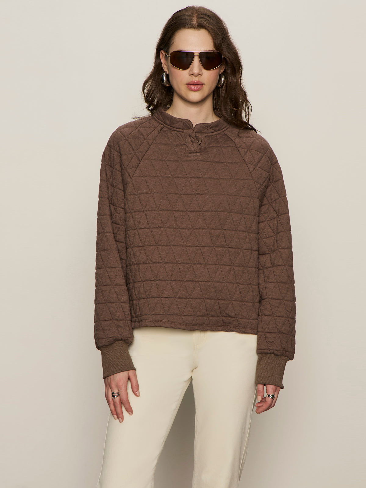 Morel Quilted Pullover