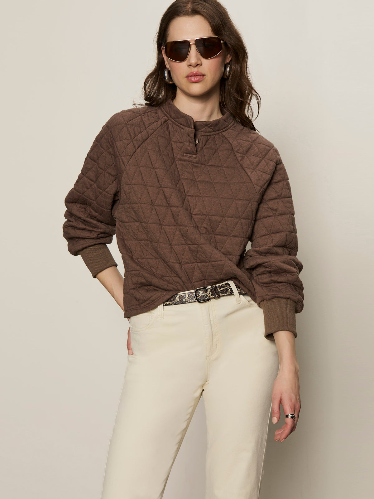 Morel Quilted Pullover