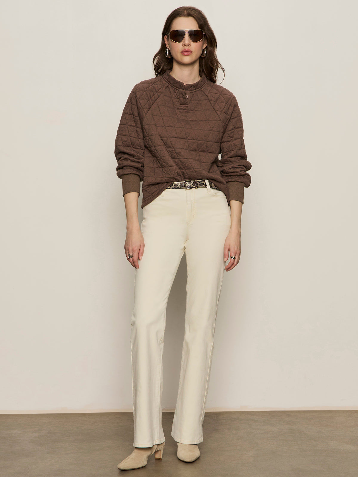 Morel Quilted Pullover