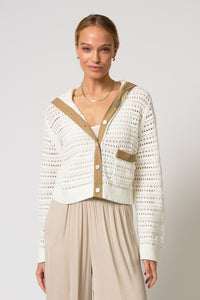 AVERY MIXED MEDIA HOODED CARDI