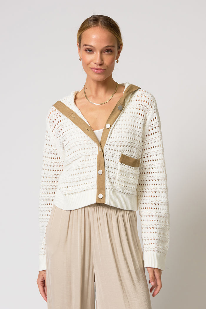 AVERY MIXED MEDIA HOODED CARDI