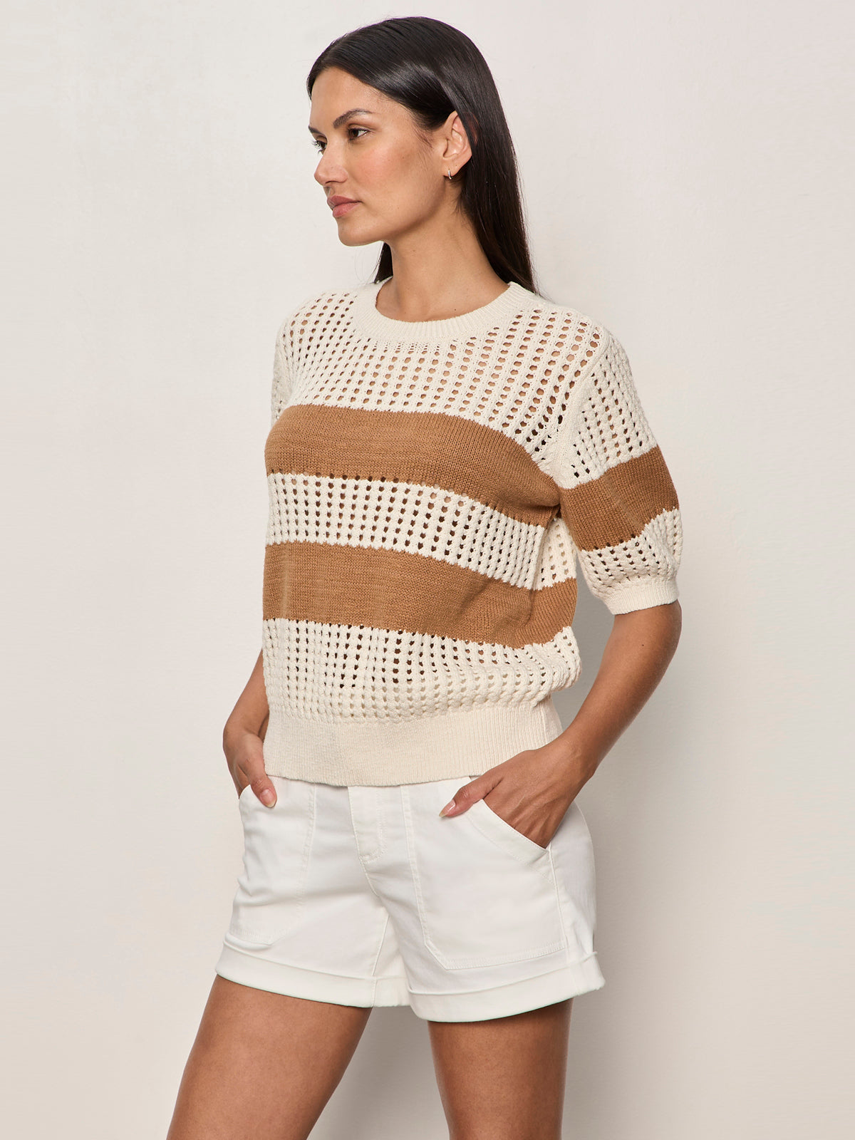 BEACHSIDE OPENWORK TEE