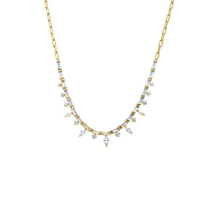 Marquise Spike Half Tennis Necklace