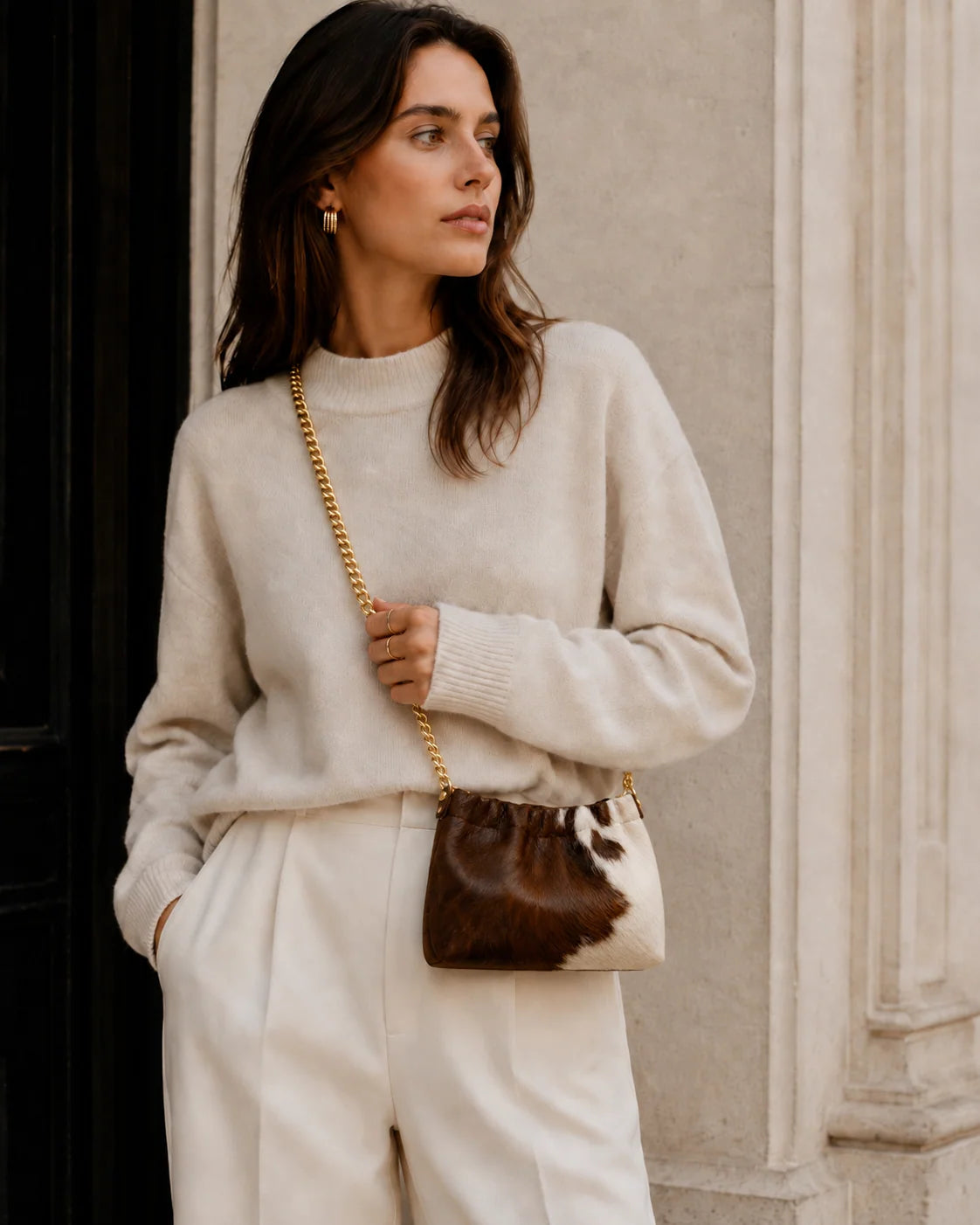 Genuine Leather & Cowhide Crossbody Bag - Pony