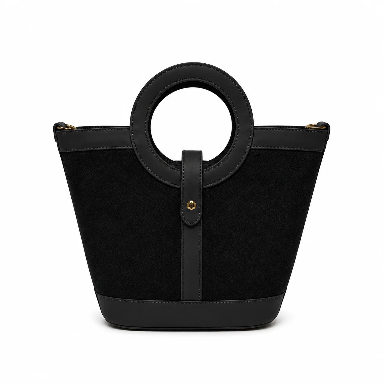 Leather & Suede Tote Bag - Black