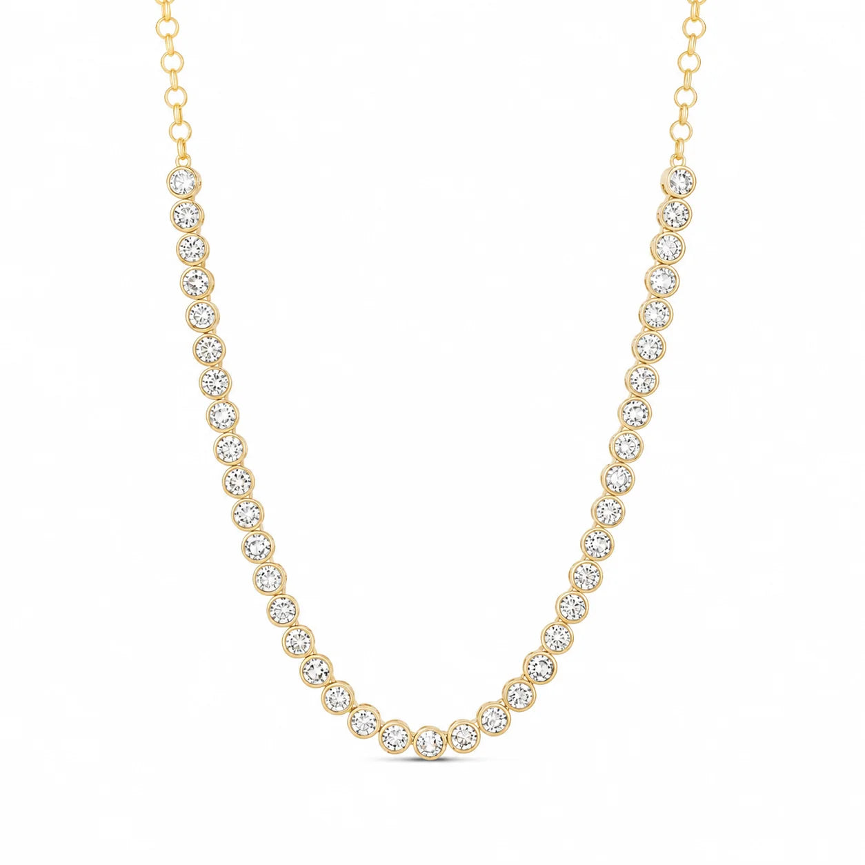 Half Bezel Tennis Necklace