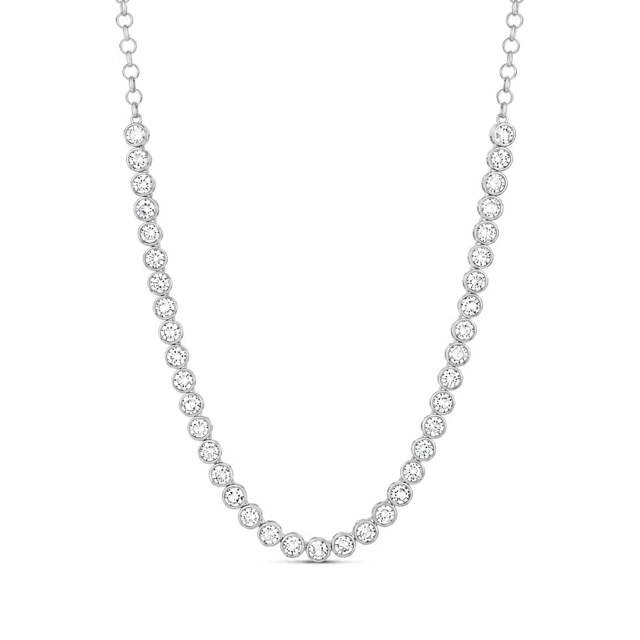 Half Bezel Tennis Necklace