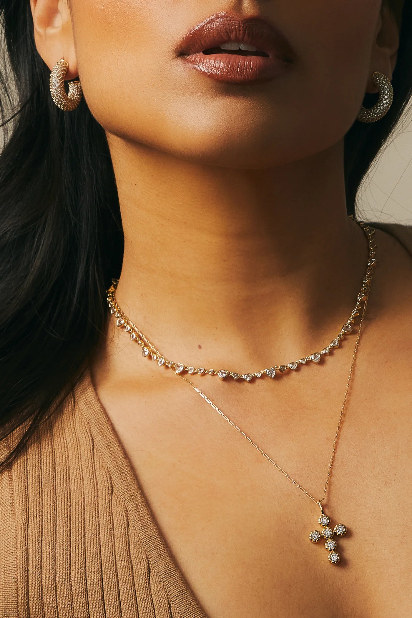 Cora Bezel Hearts Tennis Necklace
