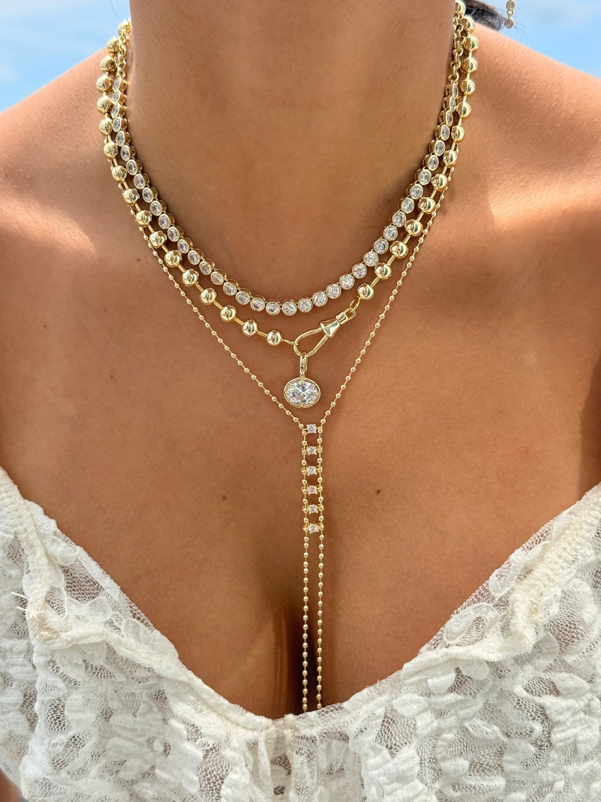 Half Bezel Tennis Necklace