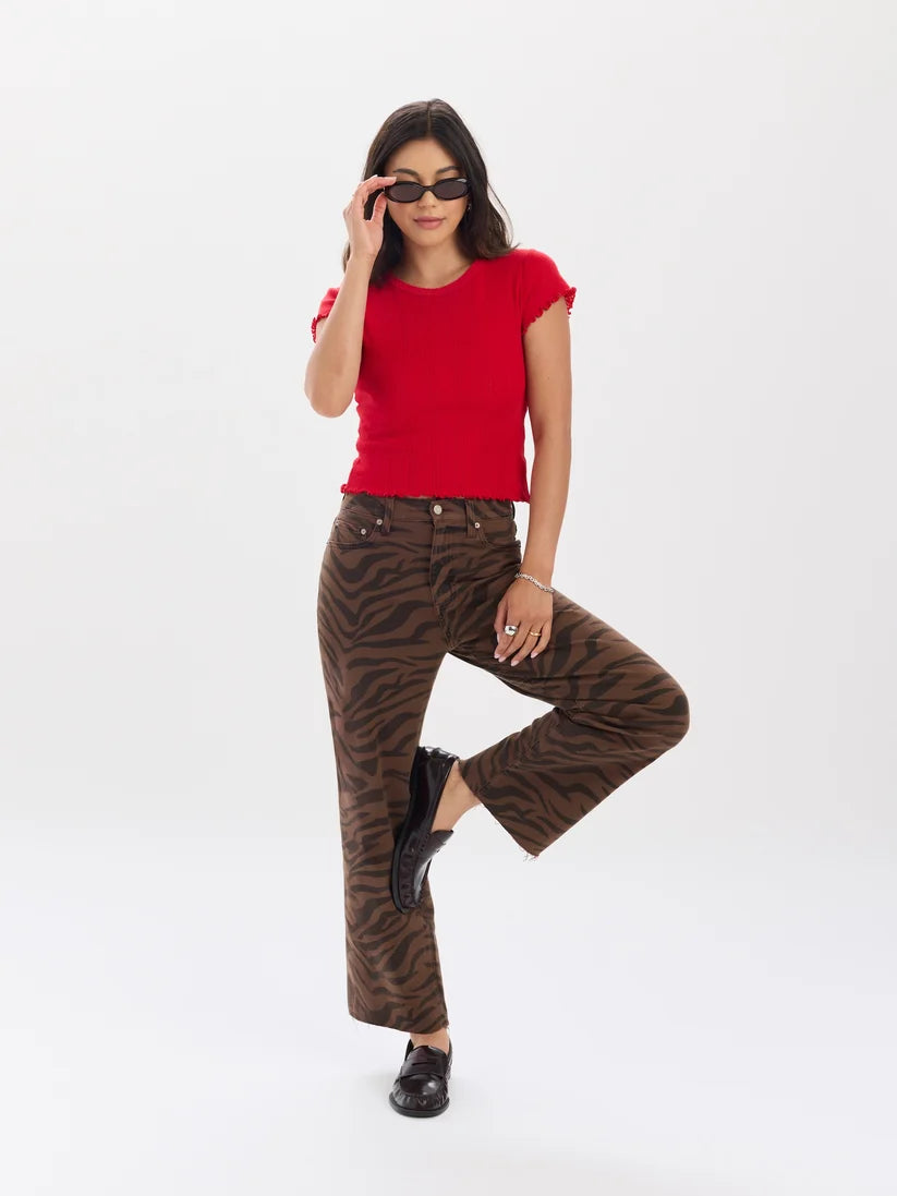 Desert Zebra High Rise Ankle Jean