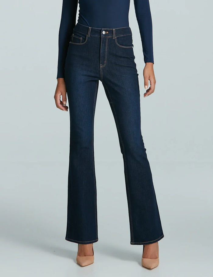 Leila Ribbed V-front Flared Trousers